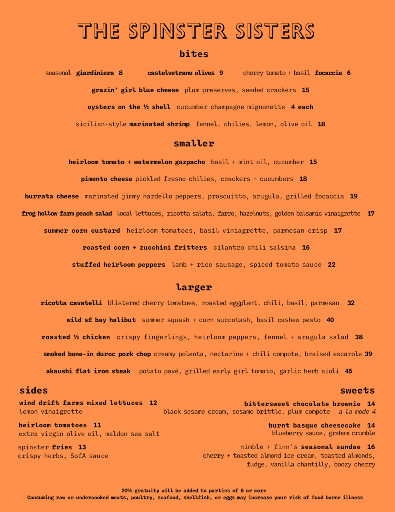 menus-the-spinster-sisters